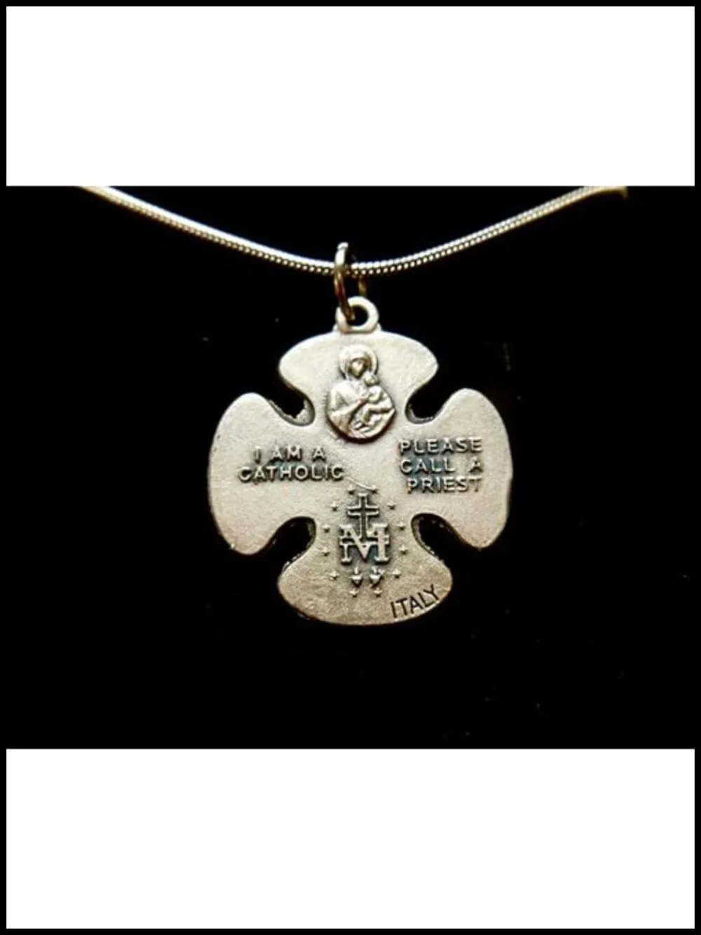 5 Way Crucifix Catholic Cross Pendant Necklace, Stainless Steel Chain 18